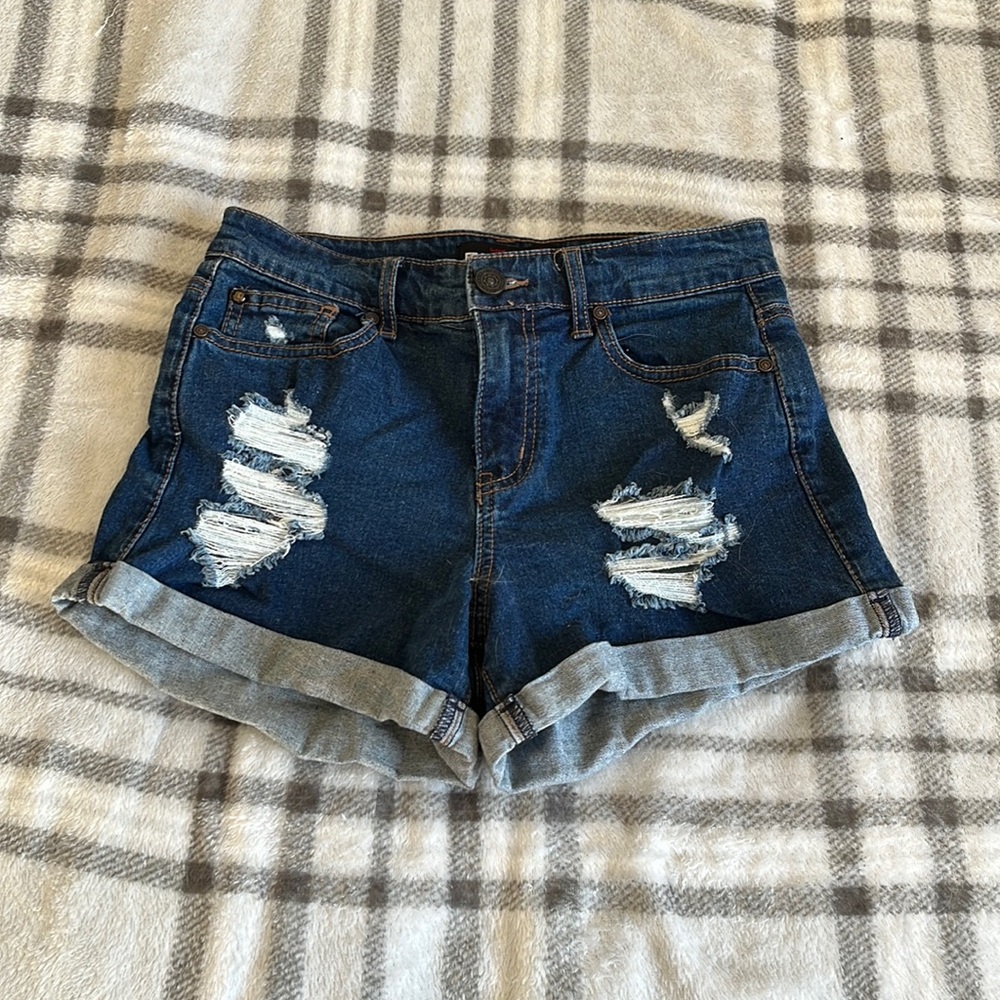 Dark blue ripped Jean shorts
